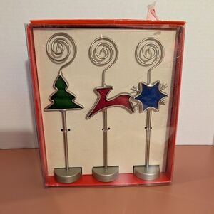 Pier 1 Imports Set of 3 Holiday Photo Holders (Christmas Style)